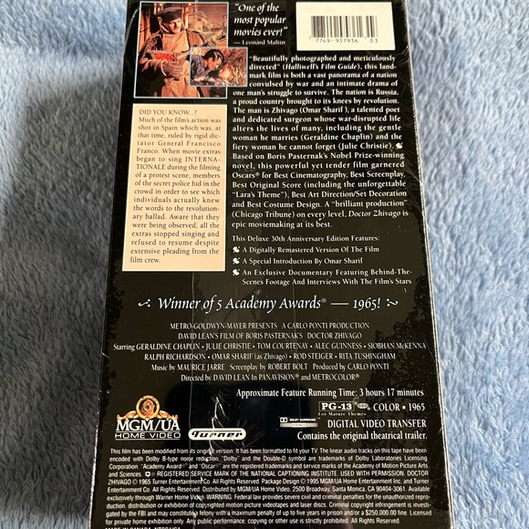 VHS Doctor Zhivago (NEW SEALED) - Picture 7 of 7